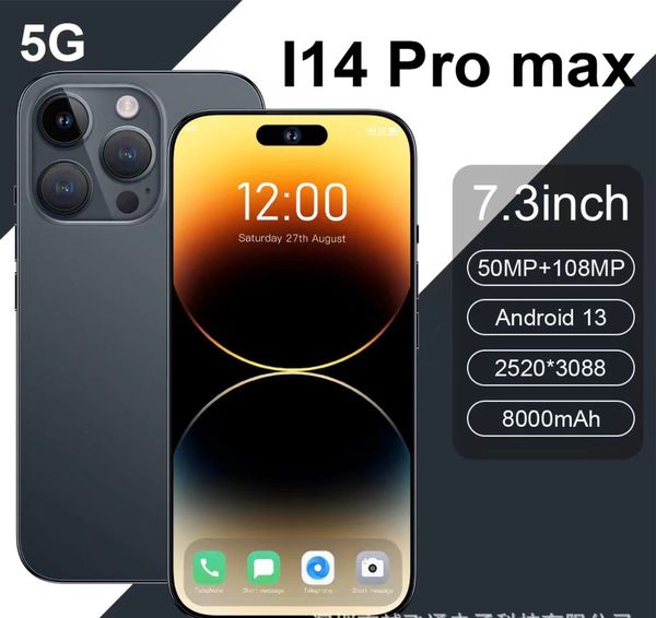 I14 I15 6.7 Pro Max Inch Full Screen Brand tout nouveau visage de smartphone complet HD Face Smartphone Touch ID 16 Go 1 To Android Mini Phone Mobile Téléphones Mobile Nouveau Smartphone 5G Déverrouillage