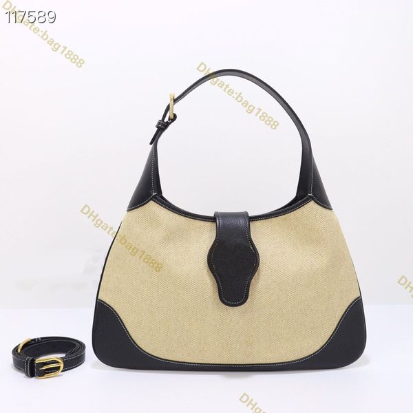 Top New Women's Bag Classic Designer Sac à bandoulière Fashion Leather Panel Canvas Underarm Bag Européen et américain Grande capacité Sac à main noir Clip Bag