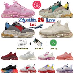 Top OG Chaussures décontractées baskets triple s Chaussures de sport Semelle extérieure à 3 couches Double mousse Clear Sole Triple Blanc Rouge Gris 17FW Paris Baskets extérieures tripler unisexe dhgate