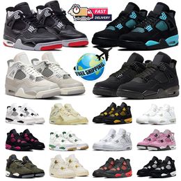 Avec coffret Men 4 Chaussures de basket 4s Femme des baskets Black Cat Bred Reimagined Robin Blue Thunder Midnight Navy Sail Military Black Cool Grey Sports Trainers