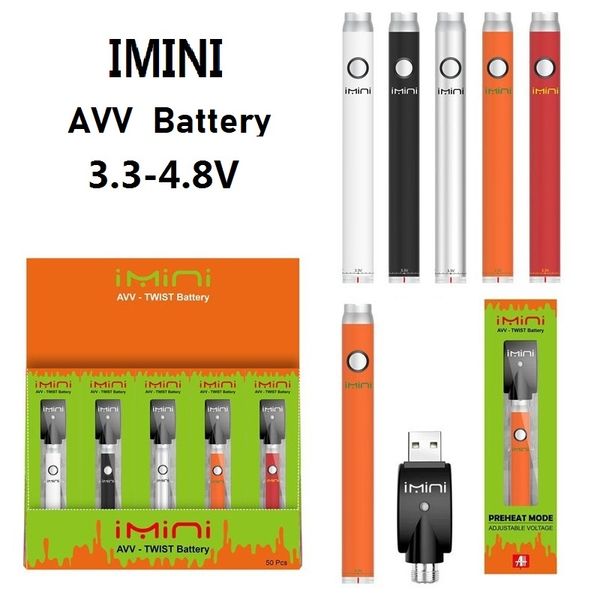 Top original IMINI 510 Batería de rostro Precalentamiento Pen de vape 350má 650má 900MAH 1100MAH Recargable para el cartucho de vape 3.3-3.8-4.3-4.8V para vapor vapores shenzhen fábrica