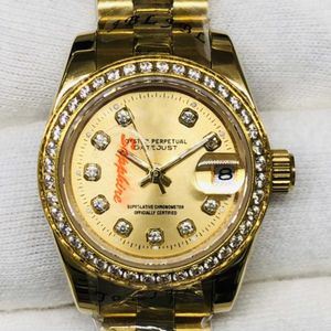 Top origineel luxe R olax horloge online winkel automatisch mechanisch dameskleding dagboek parel goud en steen rz1930 met geschenkdoos