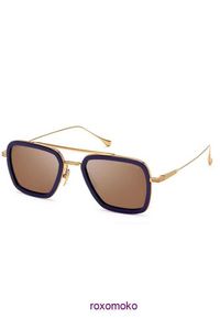 Top Original vente en gros de lunettes de soleil Dita boutique en ligne DITA FLIGHT 006 LUNETTES DE SOLEIL DE LUXE PREMIUM DESIGNER NAVY GOLD COLOR BROWN LENS