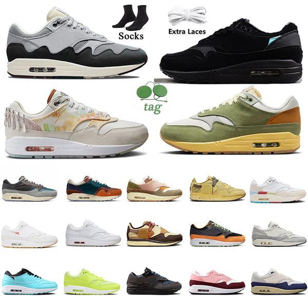 Top Patta 1 Jack 87 Chaussures de course Hommes Femmes Sean Wotherspoon Waves Noise Aqua Monarch Baroque Brown PRM Barely Volt Outdoor Sneaker Vapores Chaussures taille Eur 45