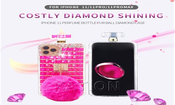 Case de teléfono de botella de perfume superior para iPhone 11 Pro Max Diamond Bling Shell para iPhone 12Pro Case de teléfono 8PLUS XR Cover4138211