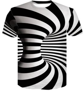 Top Personnalité Design T-shirt imprimé ample décontracté vêtements pour hommes été nouveau vertige Stéréogramme abstrait Imprimer T-shirt à manches courtes vêtements