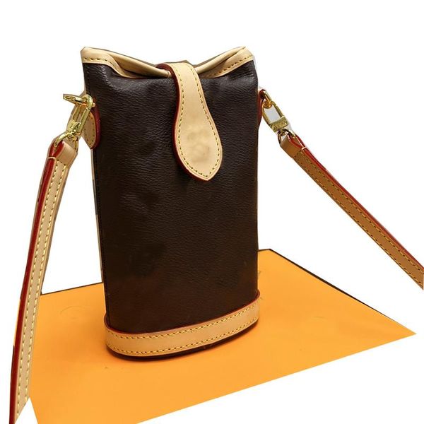 Bolso de la manga del teléfono superior Bolsos bandolera con letras clásicas Bolso lindo de las mujeres Monedero Bolsa para teléfono móvil de cuero genuino Cartera de embrague con cuerpo cruzado de moda