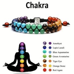 Top Plaza 7 Pulsera de tratamiento de chakra Yoga Pedes de piedra ajustable Meditación Relajación Ansiedad Bracele 240513