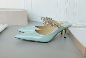 Высококачественные сандалии с острым носком, модная цепочка с кристаллами и пряжкой из натуральной кожи, женские дизайнерские туфли на высоком каблуке, роскошные тапочки для прогулок и вечеринок, размер 35-41