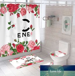 Rideau de douche à impression numérique en Polyester, tapis de sol, rideau de douche de toilette en quatre pièces, marque de mode