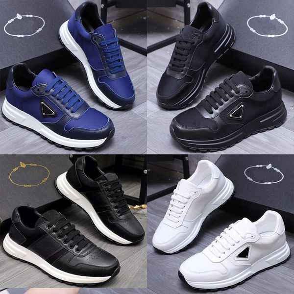 Top Prax 01luxury Chaussures masculines Designer Trainers Men Sneakers Re-Ylon en cuir en cuir blanc Casual Running Lightweight Shoe