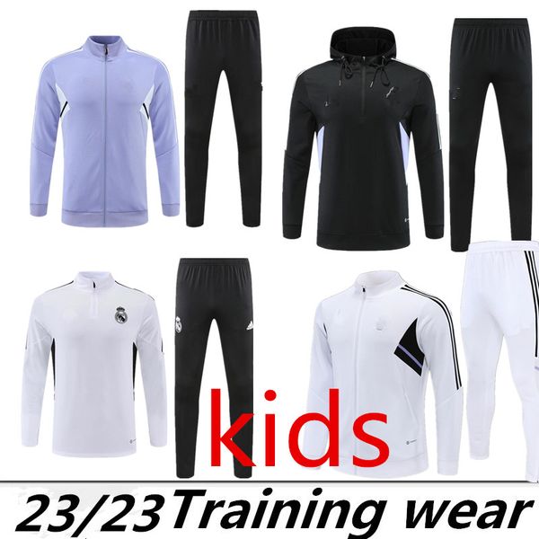 22 23 Kids Tracksuit Soccer Jerseys Training Suit survivant Vini Jr Camavinga Hazard Alaba Benzema Camiseta de Futbol Chandal Football Jogging Sportswear Swear