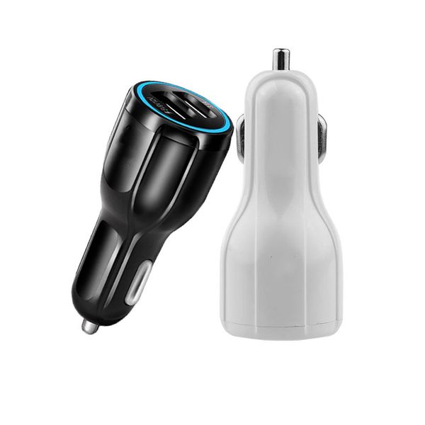 Top QC 3.0 Cargador de coche Teléfono móvil Cargadores USB duales para Iphone Samsung carga rápida Adaptador de carga rápida Cargador de teléfonos