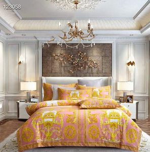 TOP QUAILTY Luxe 5 stks ROZE GOUD Koningin Koning Designer Beddengoed Sets 100% Katoen Geweven Europese Stijl Dekbedovertrek Kussenslopen Laken Dekbed Trooster Covers set