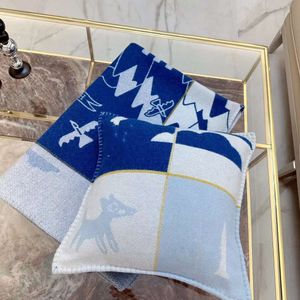 Laine de qualité supérieure 5050 cm avec couverture et coussin bleu bébé avec couverture assortie/oreiller décoratif salon canapé Ins home