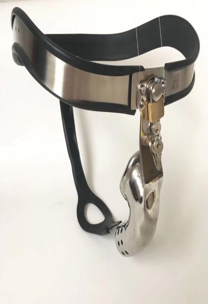 Dispositivo de cinturón de acero inoxidable con cintura curva ajustable Modelo T de alta calidad con jaula para pene, tapón anal, agujero para defecar, juguete sexual BDSM6858186