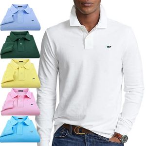 Top Qualité 100% Coton Hommes Polo Chemise À Manches Longues T-shirts Homme Casual Mâle Tops S-4XL Printemps Automne Broderie -Design 240327