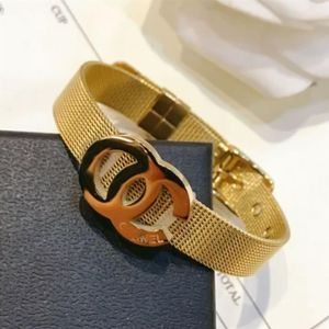 Topkwaliteit 100% roestvrijstalen bedelarmbanden voor heren dames designer extravagante merk dubbele letter vergulde armband Fashi190b