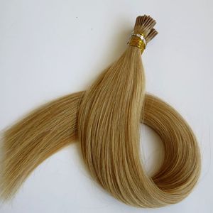 Pré-collé I Tip Extensions de cheveux humains brésiliens 100g 100Strands 18 20 22 24 pouces # 22 produits de cheveux indiens de couleur