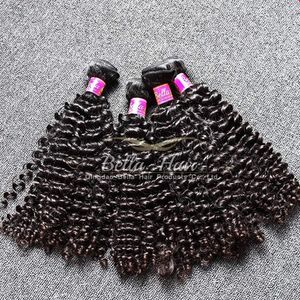 Topkwaliteit Maleisische Haar Grade 9A Natuurlijke Zwarte Krullend haar Inslag 10-24 Inch 4 stks / partij Menselijk Haar Weave Gratis verzending