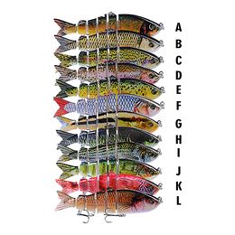 Top qualité 12 couleurs 12cm 18.5g ABS leurre de pêche à l'achigan Topwater leurres de pêche multi articulés appâts durs réalistes appâts durs truite perche 160pcs / Lot