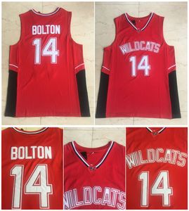 Top Quality 14 Troy Bolton Jersey Wildcats High School College Basketball Red 100% Stiched Taille S-XXXL