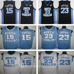 Top Kwaliteit 15 Vince Carter UNC Jersey North Carolina Blauw Wit Gestikt NCAA College Basketbal Jerseys Borduurwerk shorts pak Maat S-2XL