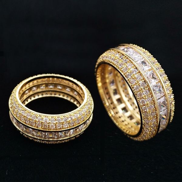 Calidad superior Gold Gold Gold Gold Out Coque Cz Cubic Zirconia Anillo de dedo NUEVO HOP HOP HOP Joyería de rapero de diamantes Full Diamond 285U