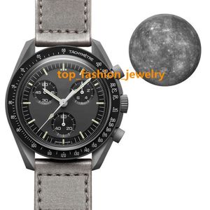 Topkwaliteit 1and1 Real Bioceramic moonswatch Waterdichte Chronograaf luxe merk planet quartz horloges voor omegas x stalen