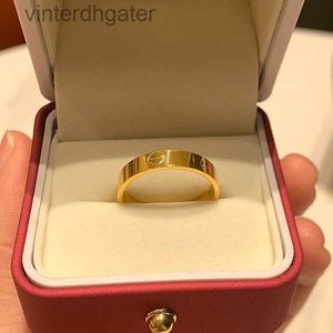 Topkwaliteit 1to1 originele damesontwerper Plain Love Series Wide Face Full Gold Pack Silver paar paar mode veelzijdige designer ring luxe fijne sieraden