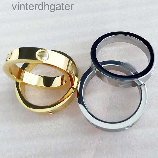 Qualité supérieure 1to1 femmes de créatrice d'origine coréenne Version minimaliste titane en acier flat à vis de mode polyvalente anneau de concepteur de luxe bijoux de luxe