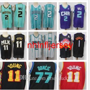 Top Calidad 2 Lamelo Ball Jersey City Basketball Edition Mint Green Blue Luka Doncic Devin Booker Trae Young Giannis Antetokounmpo S-2xl