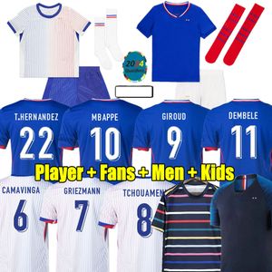 Homme + Kids 2021 Grieuzmann Mbappe Soccer Jersey Kante 21 22 Centenaire Chemise Pogba Maillot de Football 2022 France Zidane Giroud Matuidi Kimpembe Ndombele Thaauvin 100th