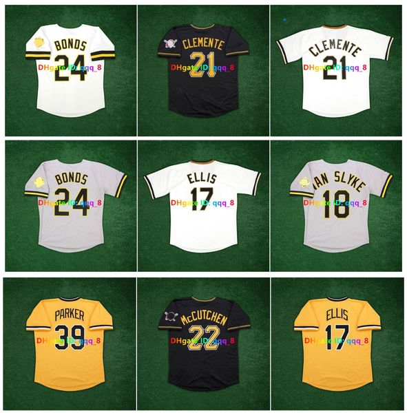 Barry Bonds Dock Ellis Throwback Baseball Jersey Cooperstown Willie Stargell Bill Mazeroski Jason Kendall Andy Van Slyke Roberto Clemente McCutchen SIZE S-4XL