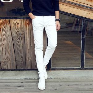 Topkwaliteit 2021 mode jeugd casual zakelijke witte stretch jeans mannelijke mannen broek potlood broek tieners pantalon Hombre x0621