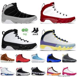 Top Calidad 2022 Zapatos de baloncesto para hombre Mujeres 9 9s IX Iridiscente Paritel Gris Mothorboat Jones Universidad Space Jam Bred Entrenadores Zapatillas de deporte