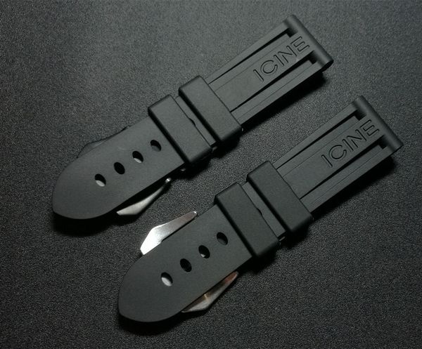 Bracelets de montre 22mm 24mm 26mm Bracelet de montre en caoutchouc de silicone étanche noir Bracelet Panerai pour outils de logo à boucle PAM111