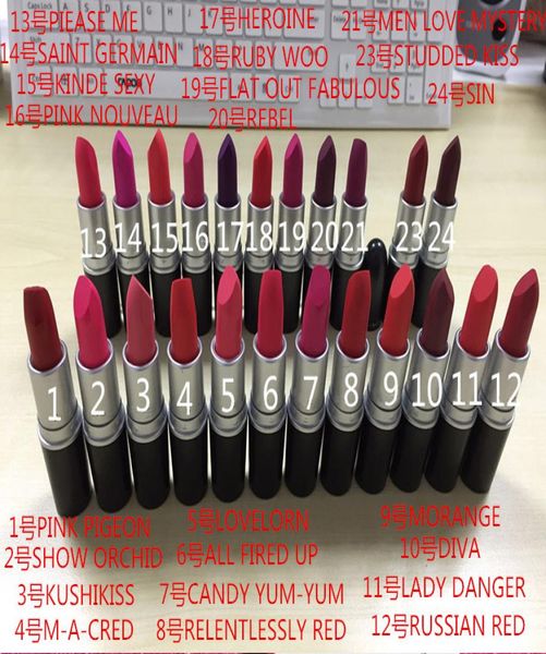 Top Quality 24 Colors M Perfect Makeup Luster Lipstick Matte Lipstick 3G Lipstick DHL 2964809