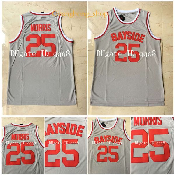 Top qualité 25 Zack Morris maillot Bayside Tigers film collège basket-ball maillots gris 100% cousu taille S-XXL Rare