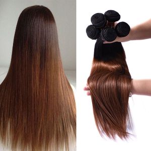 Top Qualité 3 Bundles Auburn Brun Brésilien Ombre Extensions de Cheveux Deux Tons Ombre Droite Brésilienne Non Transformée Vierge de Cheveux Humains