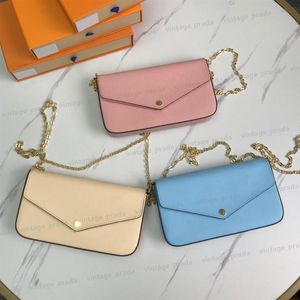 Topkwaliteit 3-delig pak Dames Messenger Lederen handtas Avondtasje Originele doos bloem Luxe Ontwerpers POCHETTE FeLICIE Should176p