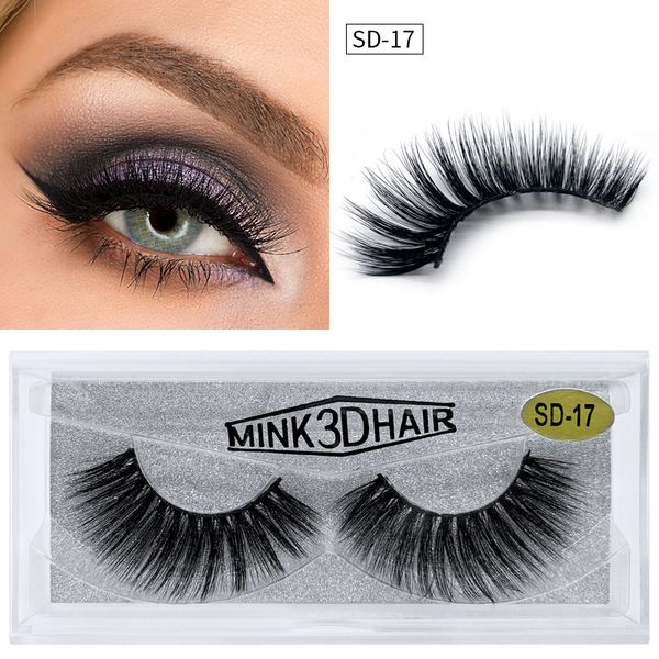 Cils de vison 3D de qualité supérieure cils en désordre Extension douce maquillage de cils sexy cils à bande complète série SD 3D Multilayer Mink Lashes