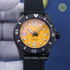 Top 42 mm SF Super M17368D71I1S1 ETA2824 Automatische heren Watch PVD Zwart stalen kast Gele wijzerplaat Nieuwe heren Sport Horloges Zwarte rubber band 5 kleuren