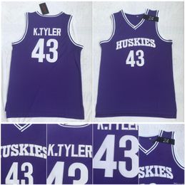 Top Quality 43 Lianzexin K.Tyler Jersey Men Huskies The 6th Marlon Wayans Kenny Tyler 100% Ed Movie College Basketball Jerseys S-XXL