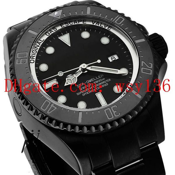 Montre décontractée pour hommes de qualité supérieure 44MM Sea-Dweller 116660 en céramique noire en DLC PVD saphir mouvement automatique montre-bracelet pour hommes 277v