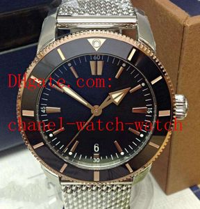 Top Quality 46 mm Mens mécanique automatique Watch UB2030 en acier inoxydable 18k Rose Rose Black Dial Mens Sport Watches