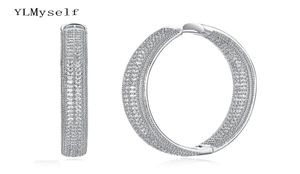 Topkwaliteit 4 cm diameter grote hoepel oorbellen witte sieraden klassieke sieraden snelle dames grote cirkel oorbel t1906256237111