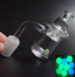 Top Qualité 5mm Épaisseur Fond Clair Quartz Banger Nail avec Spinning Carb Cap et Glowing Terp Pearl Ball Pour Oil Rigs Bongs En Verre