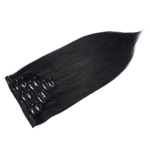 Topkwaliteit 70Gram Lot Silky Straight Clip in Menselijk Hair Extensions Natuurlijke Kleur Clip op Peruaanse Hair Extentions Gratis verzending