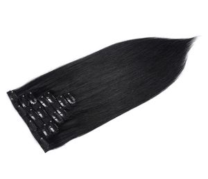 Top qualité 70 grammes lot clip droit soyeux dans les extensions de cheveux humains clip de couleur naturelle sur les extensions de cheveux péruviens 6986237